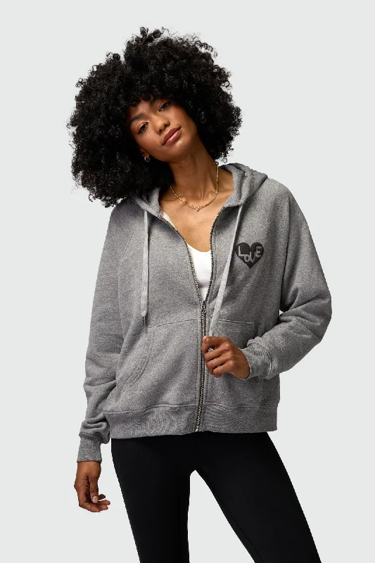 Spiritual Gangster Heart Everyday Zip Hoodie - Heather Grey