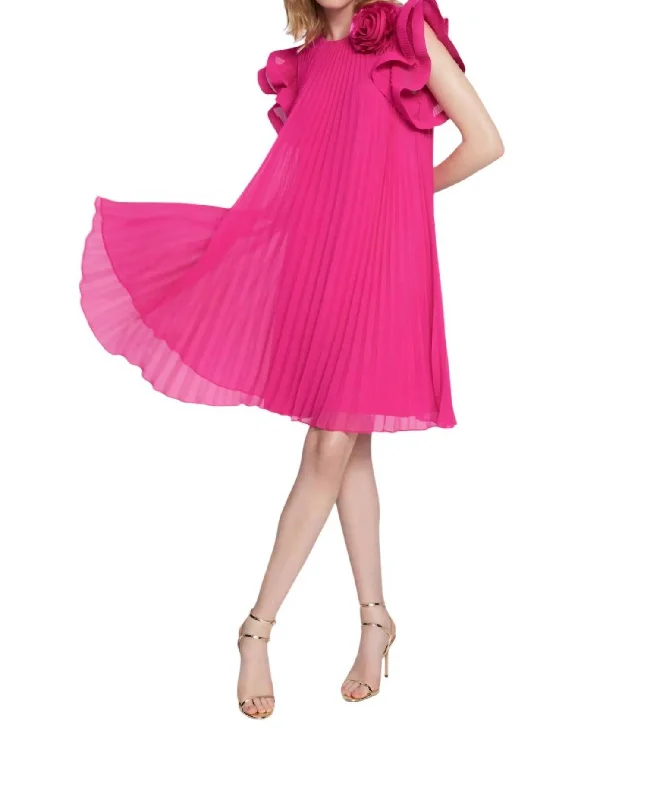 Mid-Length Trapeze Dress In Shocking Pink