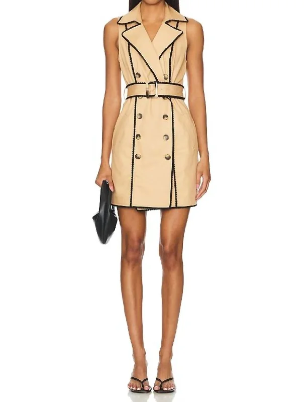 Hale Mini Trench Dress In Soft Camel