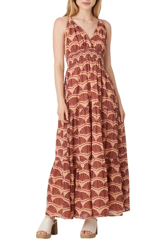 Flowey Patterned Dress In Hy Seashell