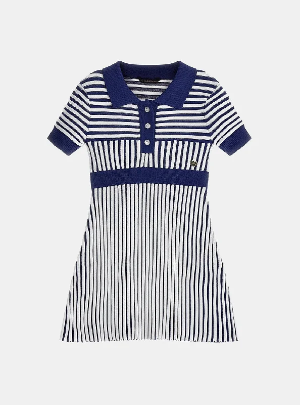 Navy Stripe Short Sleeve Sweater Dress (2-7)