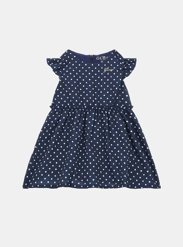 Blue Polka Dot Chiffon Dress (2-7)