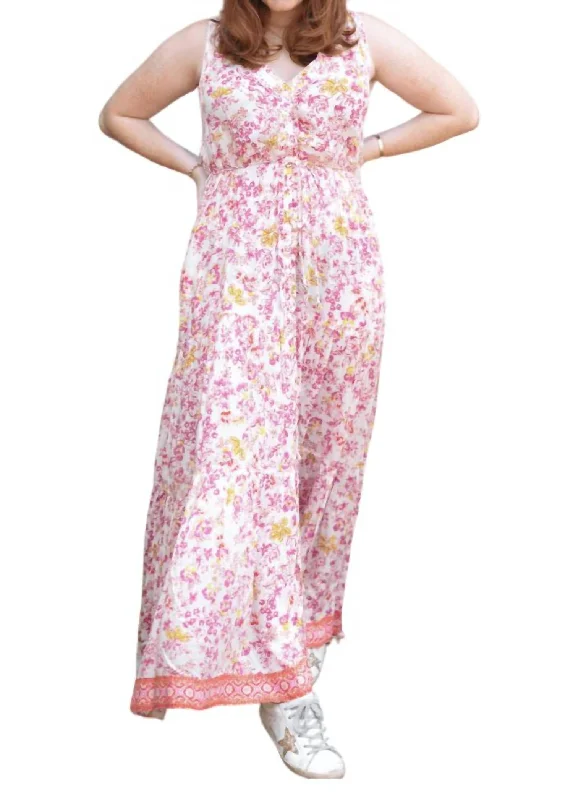 Nana V Long Dress In Pink Sweet