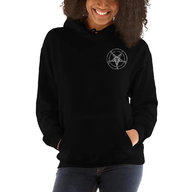 White Sigil of Baphomet Embroidered on Unisex Hoodie Sweatshirt