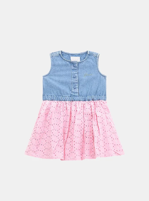 Pink Denim Short Sleeve Dress (2-7)