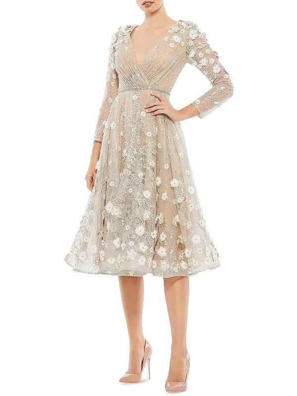 Womens Lace Embellished Cocktail And Party Dress