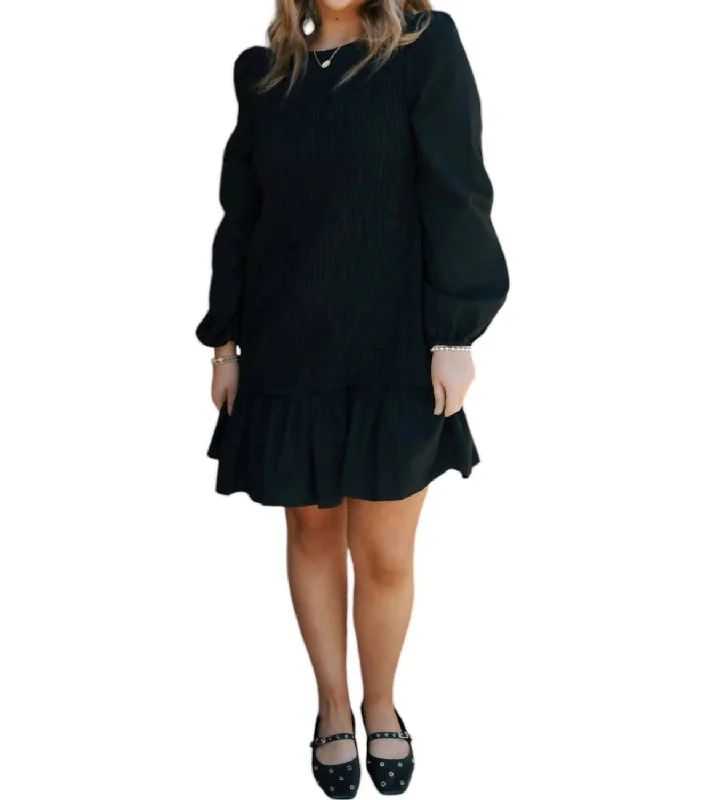 Smocked Dress In Black