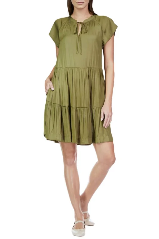 Modern Babydoll Dress In Burnt Olive