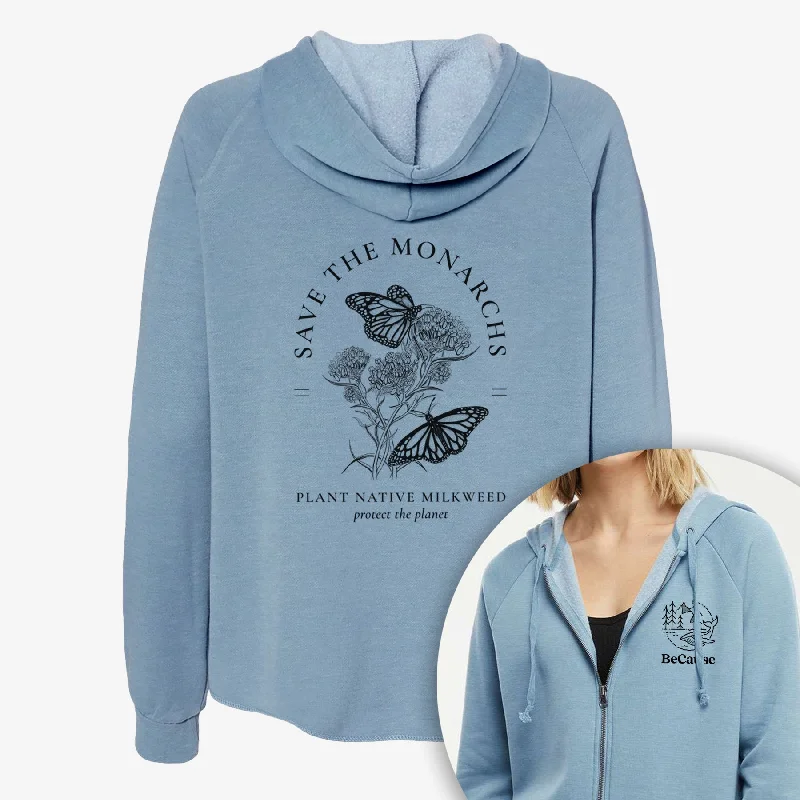 Save the Monarchs - Plant Native Milkweed - Women's Cali Wave Zip-Up Sweatshirt