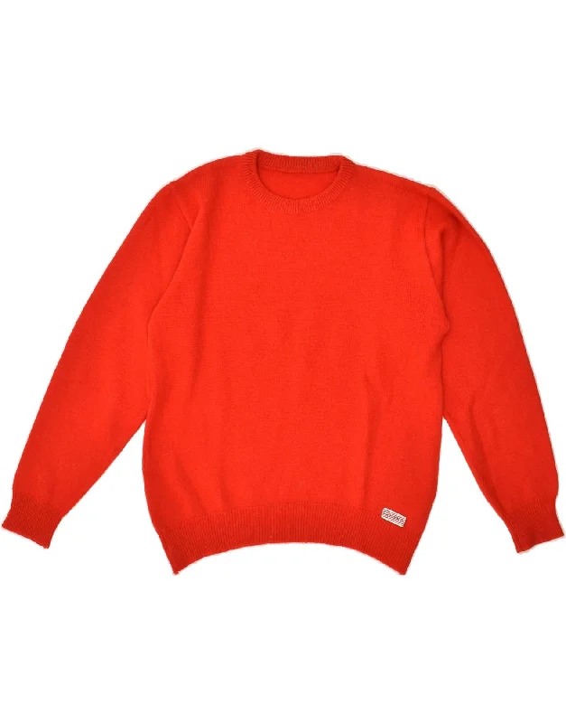 VINTAGE Womens Crew Neck Jumper Sweater UK 12 Medium Red